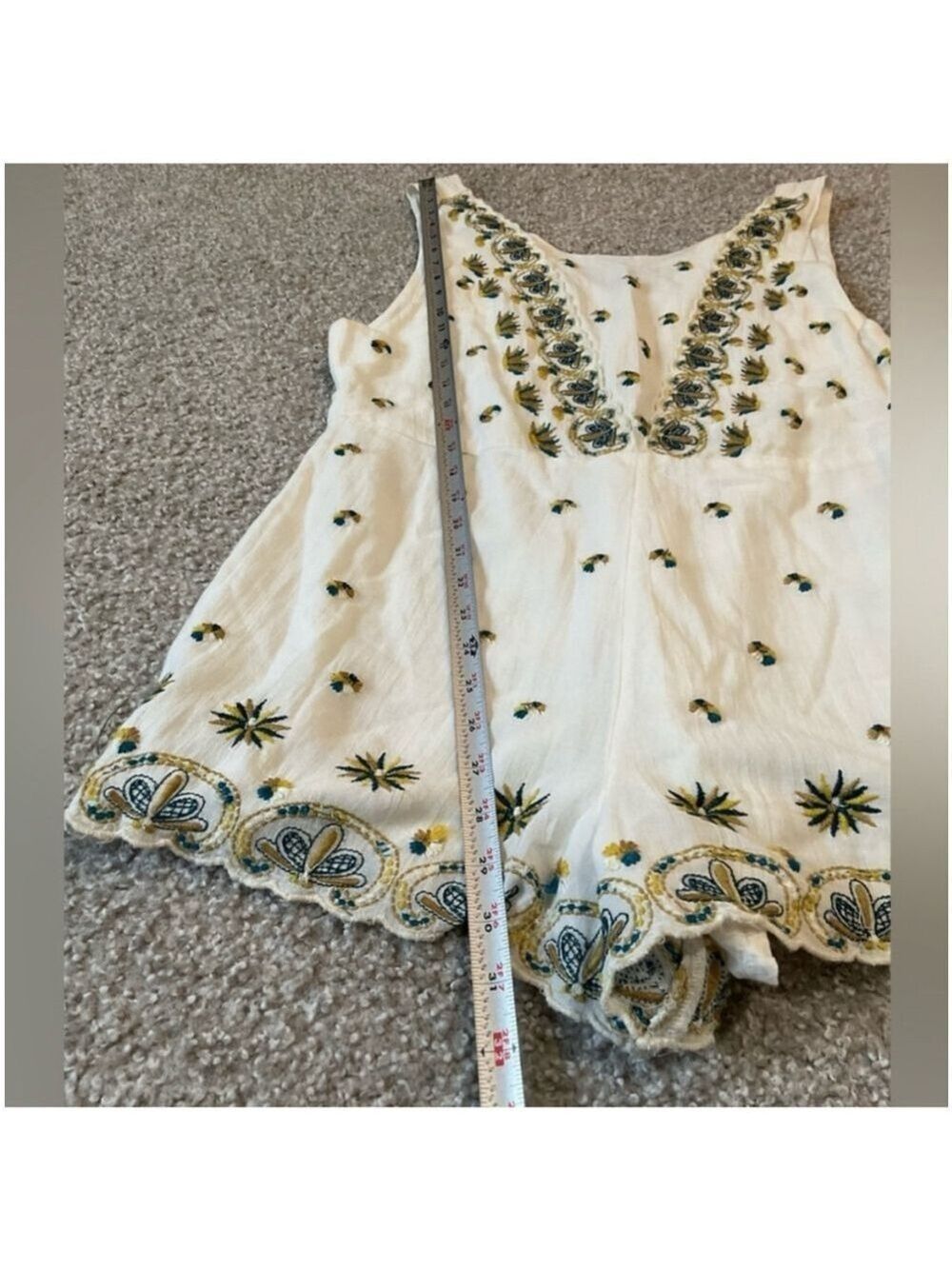 Free People Ivory Margarita Embroidered Romper Jumper Medium NWT - Picture 13 of 13